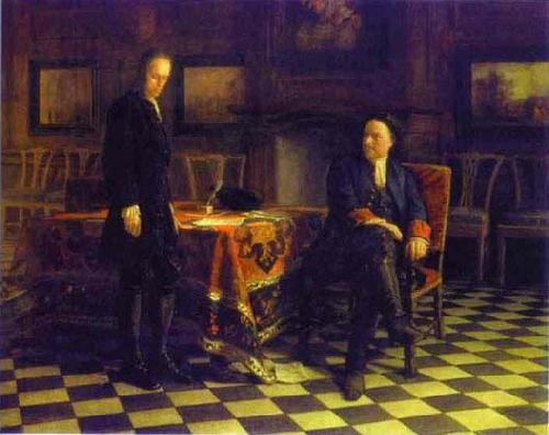 Nikolai Ge Peter the Great Interrogating the Tsarevich Alexei Petrovich at Peterhof, Sweden oil painting art
